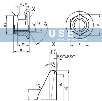 DIN EN 1663 - Prevailing Torque Type Hexagon Nuts With Flange With Non-metallic Insert
